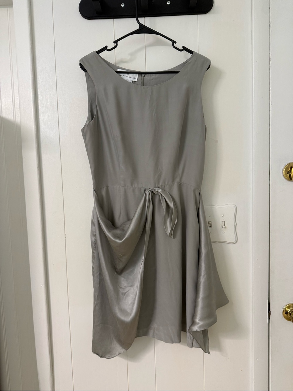 Saks Fifth Avenue Silver Sleeveless Asymmetrical Hem Dress - Picture 3 of 6